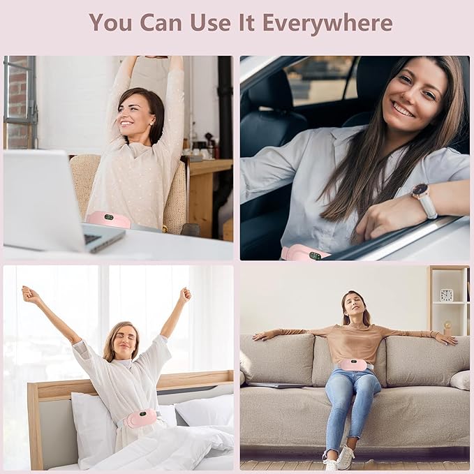 Portable Cordless Heating Pad for Menstrual Cramps Relief, for Stomach, 3-Speed Temperature