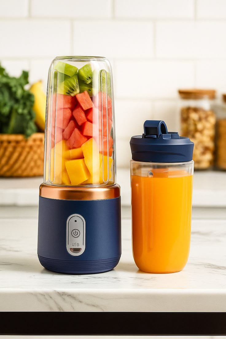 Portable Electric Blender USB Rechargeable Mini Personal Juicer 6 Blades 3Gears